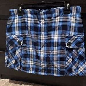 Lands End Juniors Size 9 Clear Blue Plaid Skort